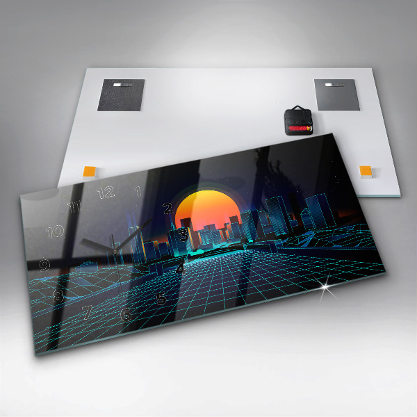 Horizontal wall clock Cyberspace City