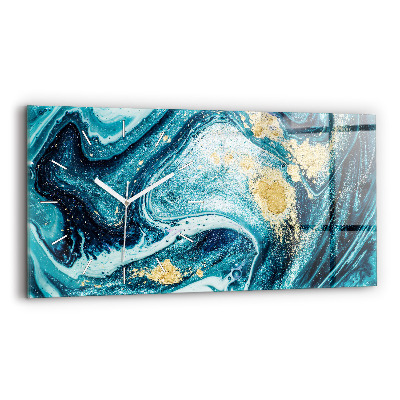 Horizontal wall clock Abstract Marble