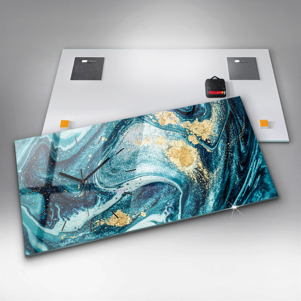 Horizontal wall clock Abstract Marble