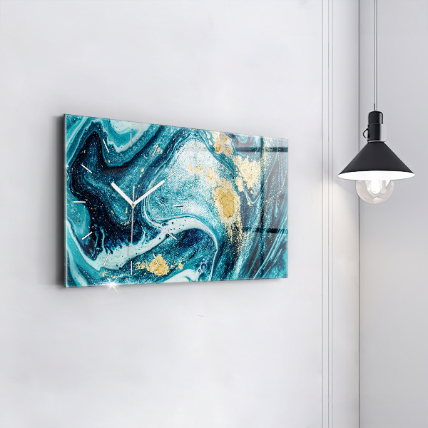 Horizontal wall clock Abstract Marble