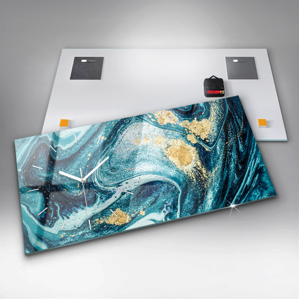 Horizontal wall clock Abstract Marble