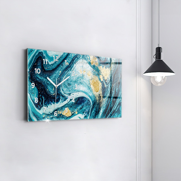 Horizontal wall clock Abstract Marble