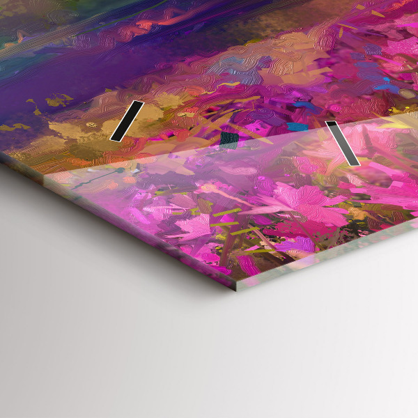 Horizontal wall clock Landscape of nature and flowers