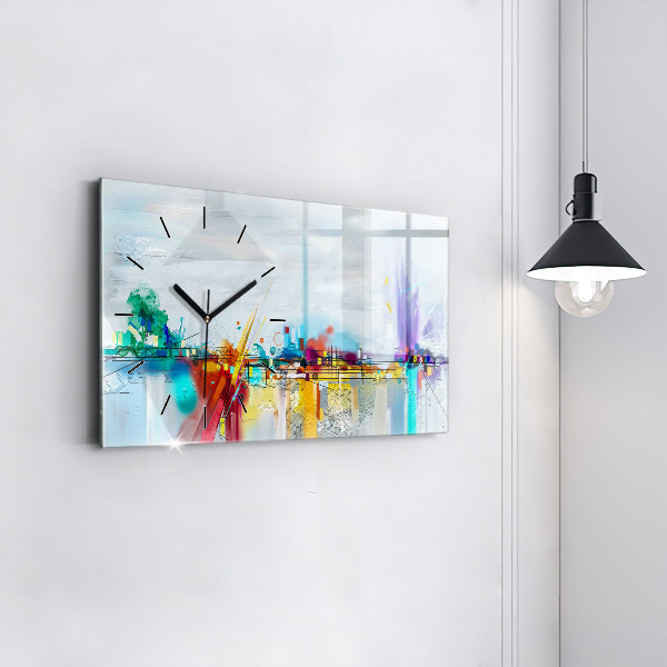 Horizontal wall clock Abstract bridge