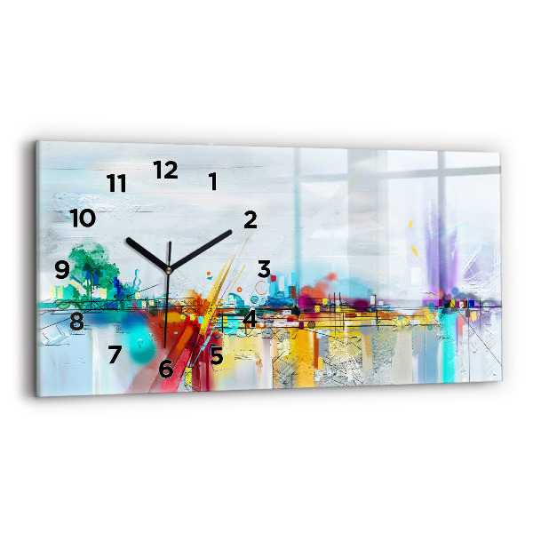 Horizontal wall clock Abstract bridge