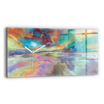 Horizontal wall clock Abstract landscape