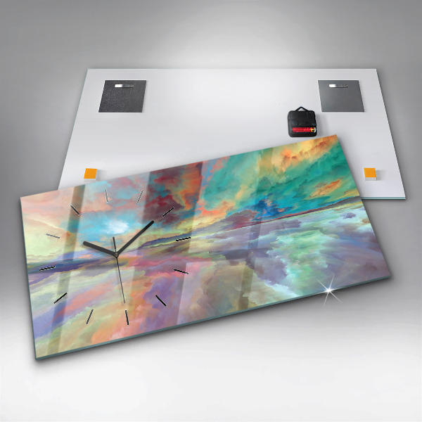 Horizontal wall clock Abstract landscape