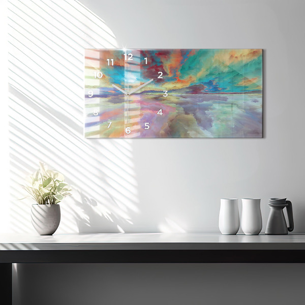 Horizontal wall clock Abstract landscape