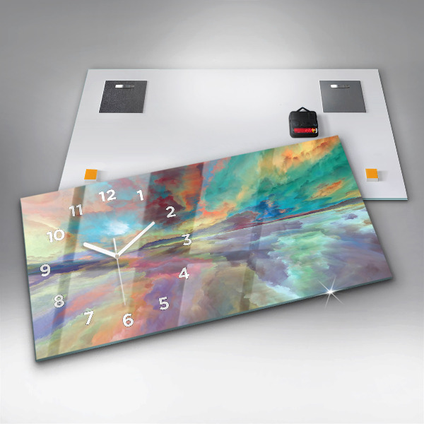 Horizontal wall clock Abstract landscape