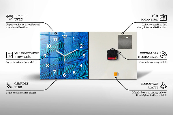 Horizontal wall clock Abstract landscape