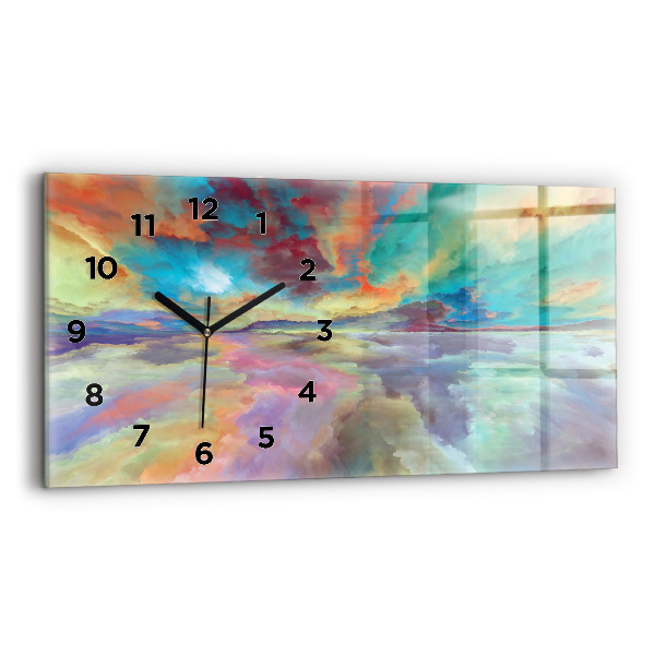 Horizontal wall clock Abstract landscape