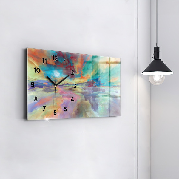 Horizontal wall clock Abstract landscape