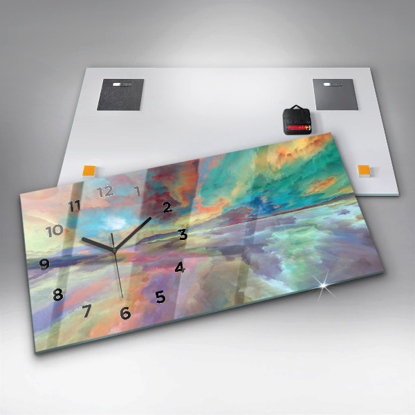 Horizontal wall clock Abstract landscape