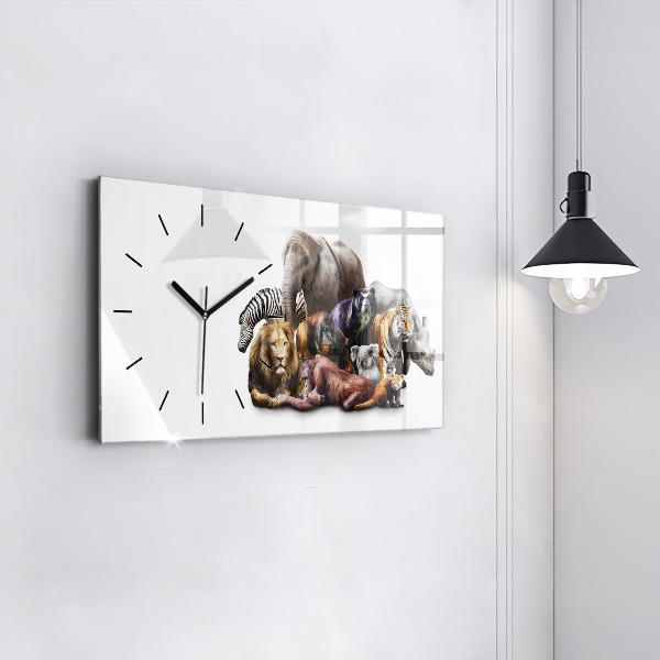 Horizontal wall clock Wild animals