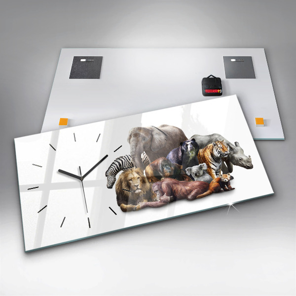 Horizontal wall clock Wild animals