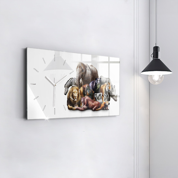 Horizontal wall clock Wild animals