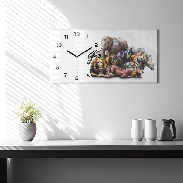 Horizontal wall clock Wild animals