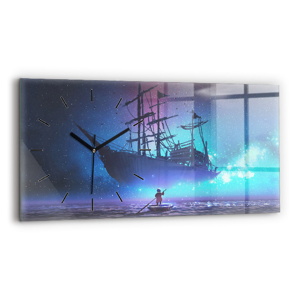 Horizontal wall clock Fantasy Sailing Ship