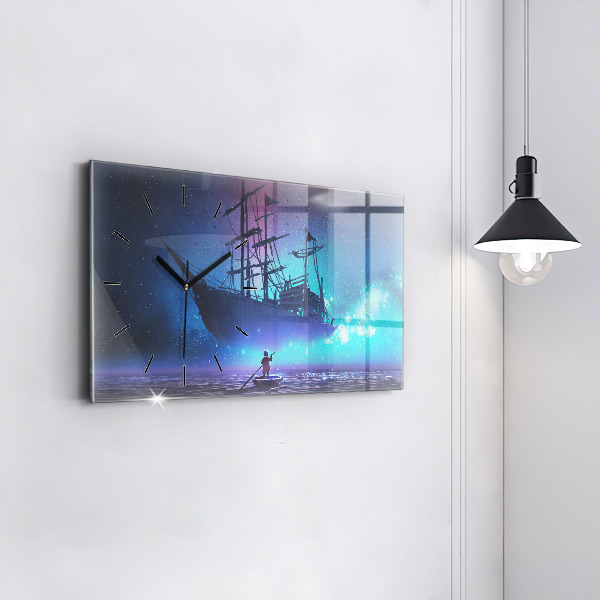 Horizontal wall clock Fantasy Sailing Ship