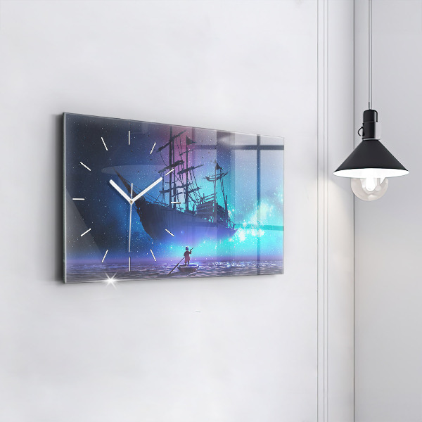 Horizontal wall clock Fantasy Sailing Ship