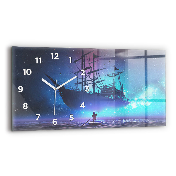Horizontal wall clock Fantasy Sailing Ship