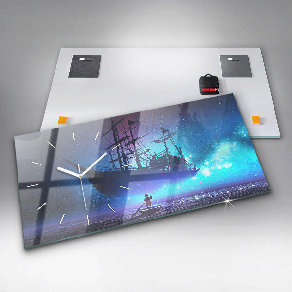 Horizontal wall clock Fantasy Sailing Ship