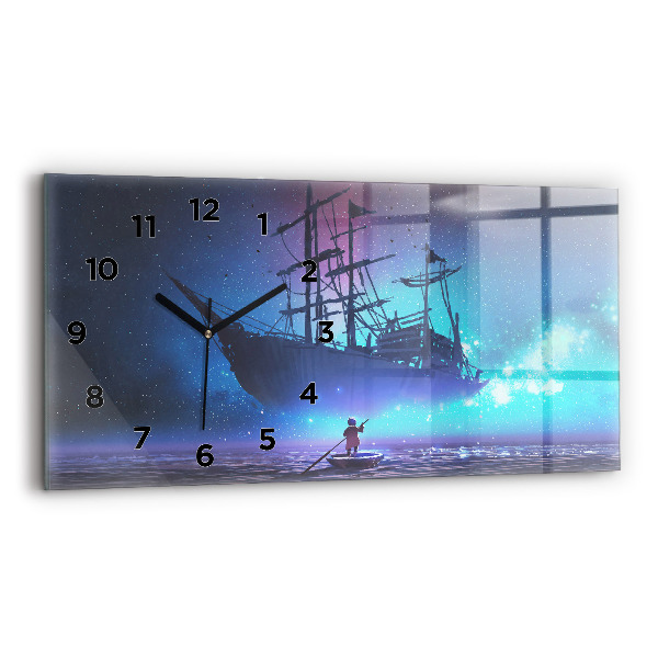 Horizontal wall clock Fantasy Sailing Ship