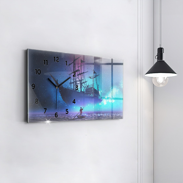 Horizontal wall clock Fantasy Sailing Ship