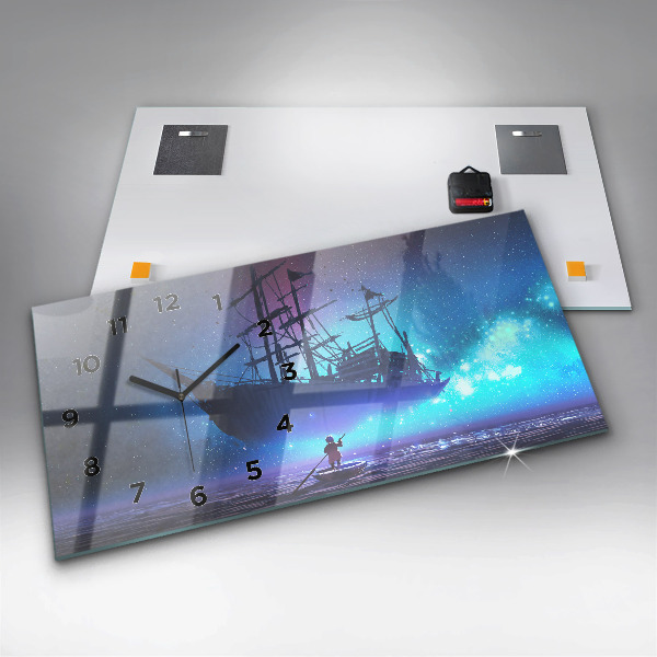 Horizontal wall clock Fantasy Sailing Ship