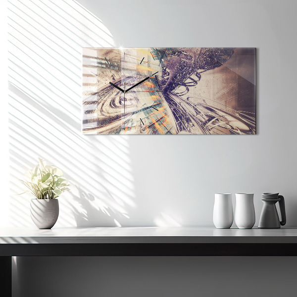 Horizontal wall clock Abstract mechanism