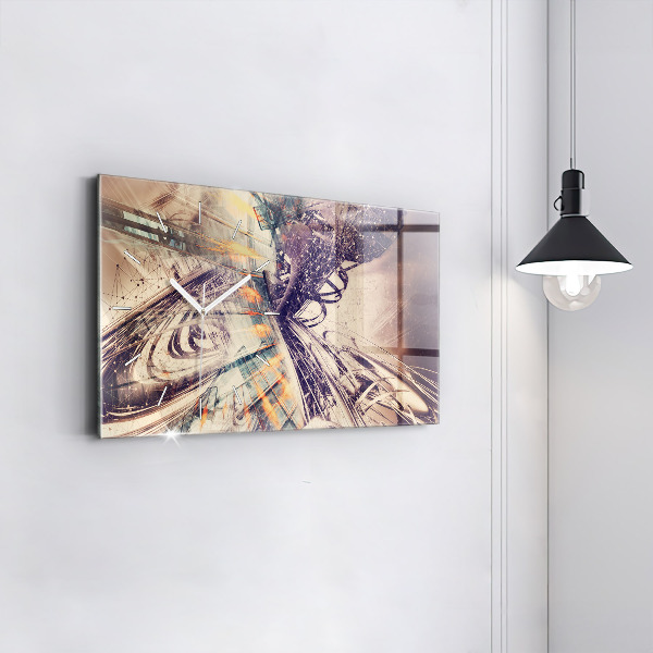 Horizontal wall clock Abstract mechanism