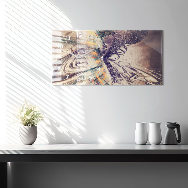 Horizontal wall clock Abstract mechanism