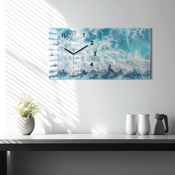 Horizontal wall clock Waves Sea