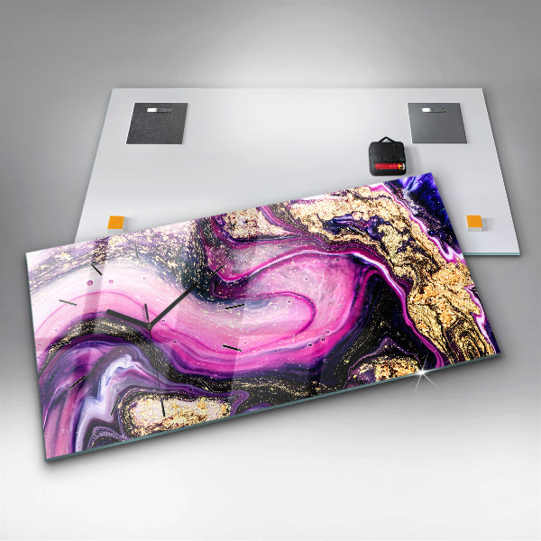 Horizontal wall clock Abstract Marble