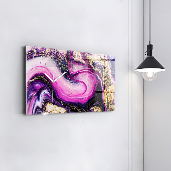 Horizontal wall clock Abstract Marble