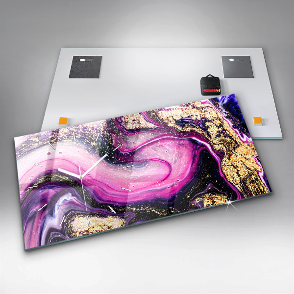 Horizontal wall clock Abstract Marble