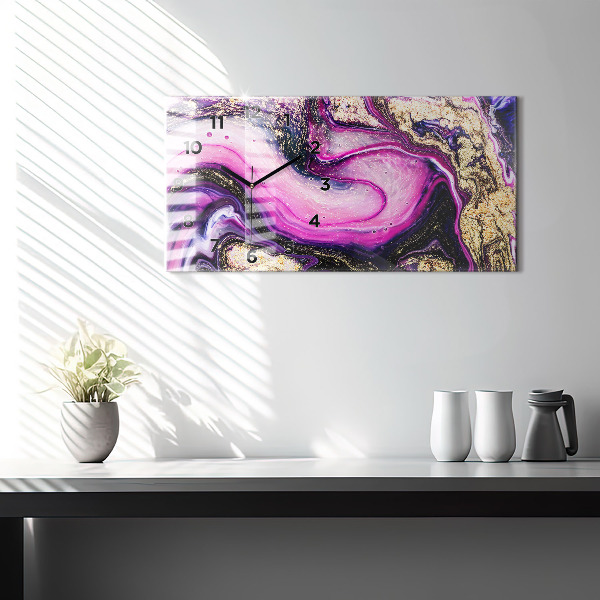 Horizontal wall clock Abstract Marble