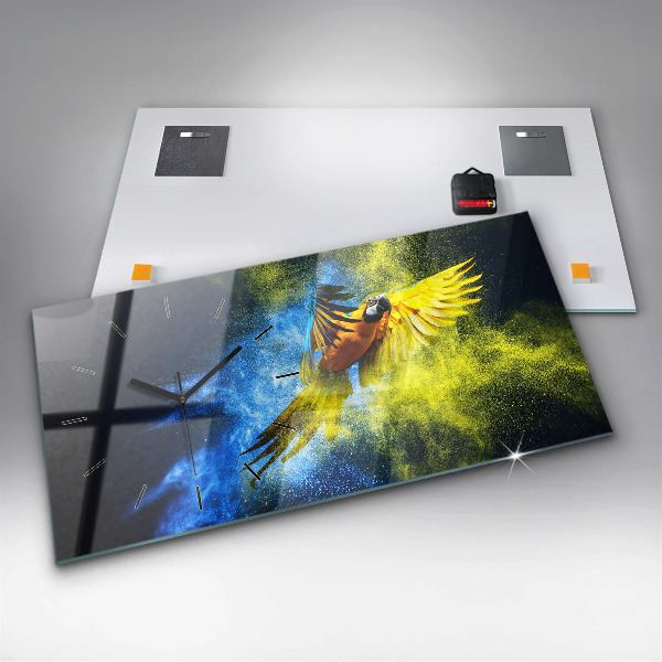 Horizontal wall clock Colorful Parrot