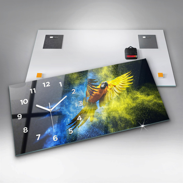 Horizontal wall clock Colorful Parrot