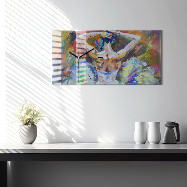 Horizontal wall clock Painted Ballerina