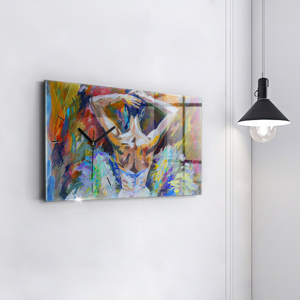 Horizontal wall clock Painted Ballerina