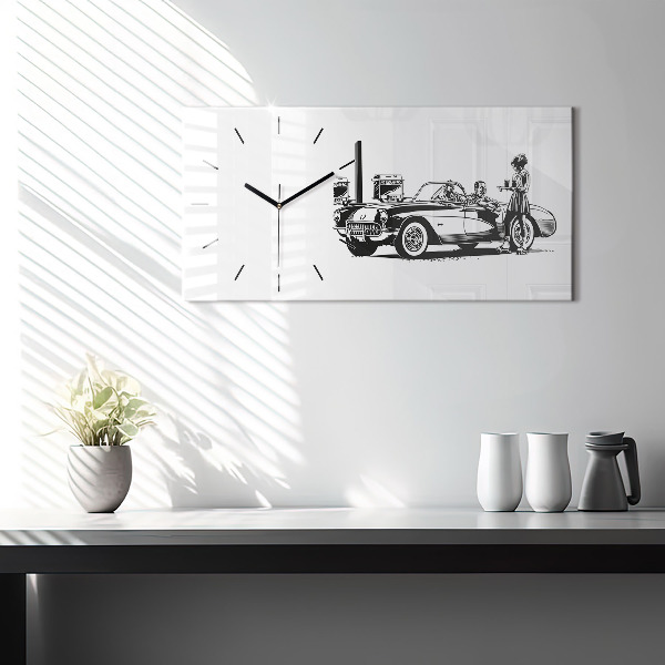 Horizontal wall clock Retro Illustration