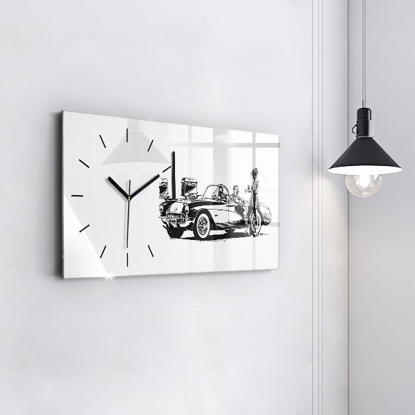 Horizontal wall clock Retro Illustration