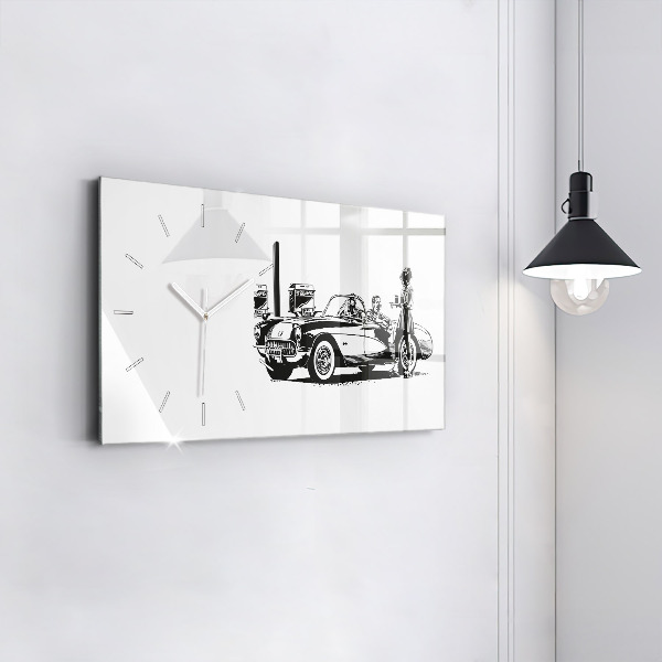 Horizontal wall clock Retro Illustration