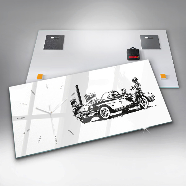 Horizontal wall clock Retro Illustration