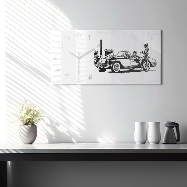 Horizontal wall clock Retro Illustration