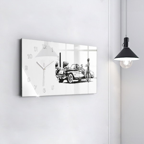Horizontal wall clock Retro Illustration