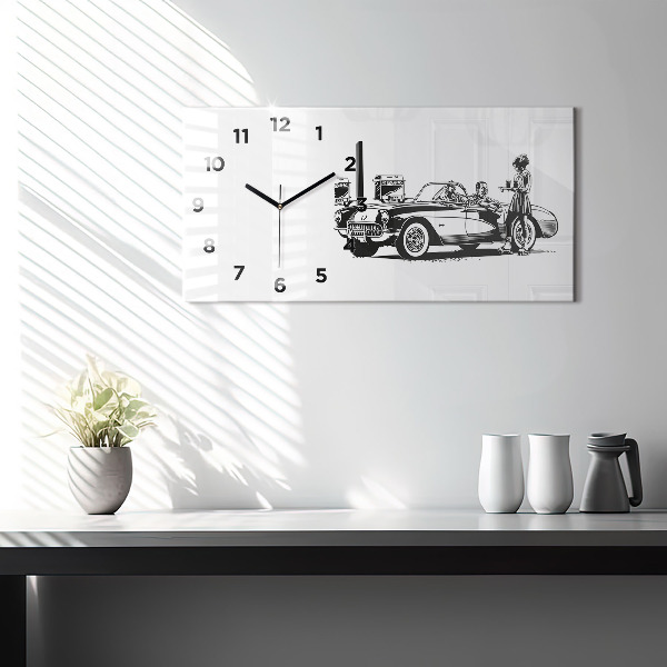 Horizontal wall clock Retro Illustration