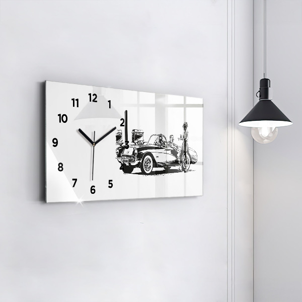 Horizontal wall clock Retro Illustration