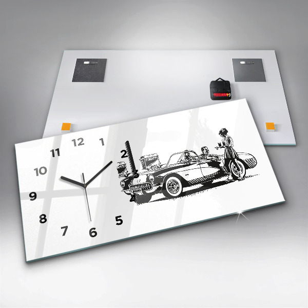 Horizontal wall clock Retro Illustration